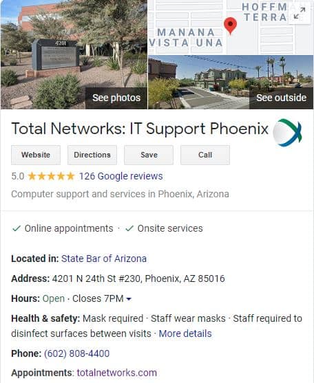 Total Networks Google My Business Listing